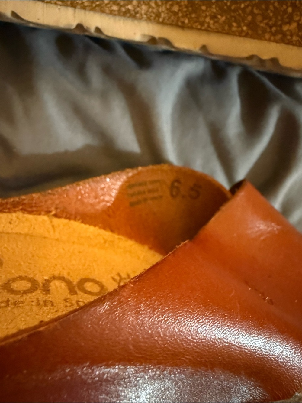 Yokono Leather Crossband Slide Sandals in Cognac - Picture 6 of 9